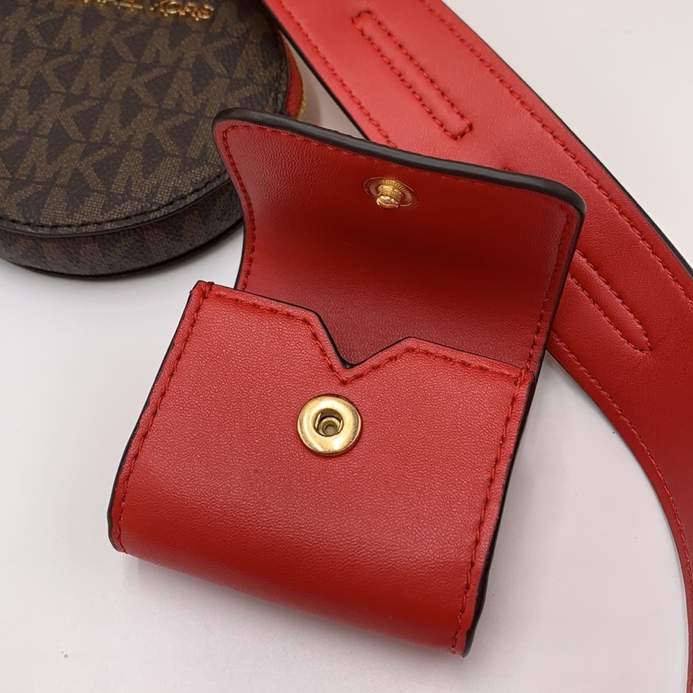 Michael Kors Jet Set Travel Small Crossbody w Tech Attch Flame/Brown signature - Picture 11 of 16